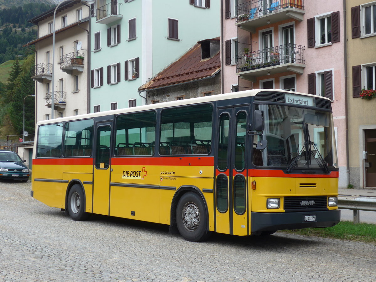 (174'976) - Marchetti, Airolo - TI 112'088 - NAW/Hess (ex PostAuto Bern; ex AVG Meiringen Nr. 66; ex P 24'452) am 18. September 2016 beim Bahnhof Airolo