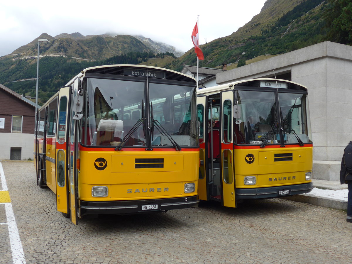 (174'984) - Mark, Andeer - GR 1866 - Saurer/R&J (ex PostAuto Graubnden; ex P 24'350) am 18. September 2016 beim Bahnhof Airolo