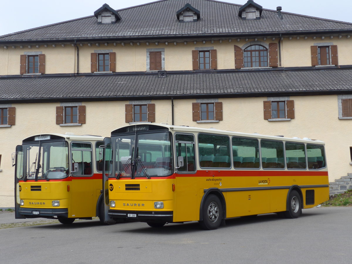 (175'005) - Mark, Andeer - GR 1866 - Saurer/R&J (ex PostAuto Graubnden; ex P 24'350) am 18. September 2016 in Gotthard, Passhhe