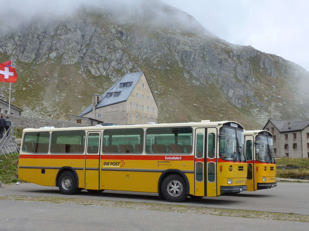 (175'011) - AVG Meiringen - Nr. 74/BE 607'481 - Saurer/R&J (ex P 24'357) am 18. September 2016 in Gotthard, Passhhe