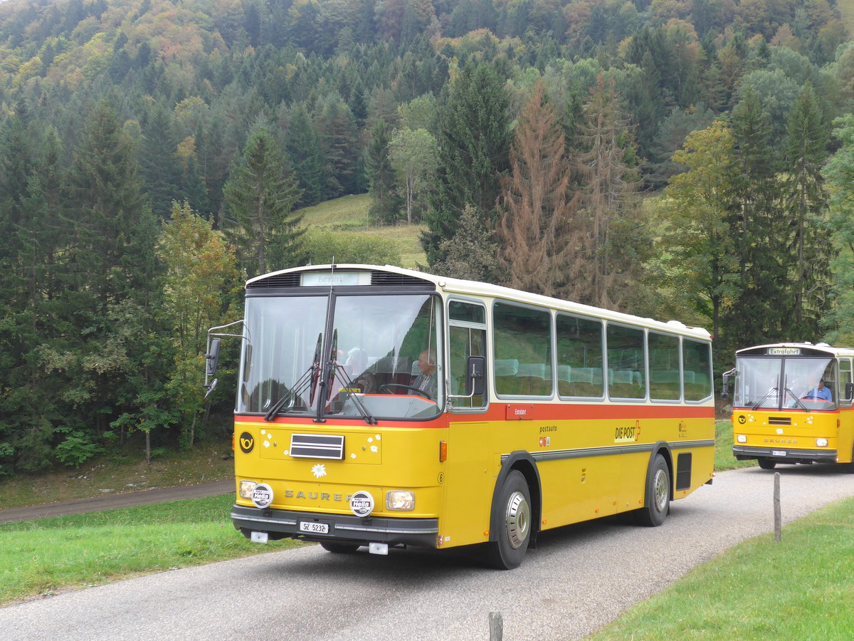 (175'334) - Fssler, Unteriberg - Nr. 6/SZ 5232 - Saurer/R&J (ex Schrch, Gutenburg Nr. 6; ex P 24'358) am 2. Oktober 2016 am Scheltenpass (Solothurnerseite)