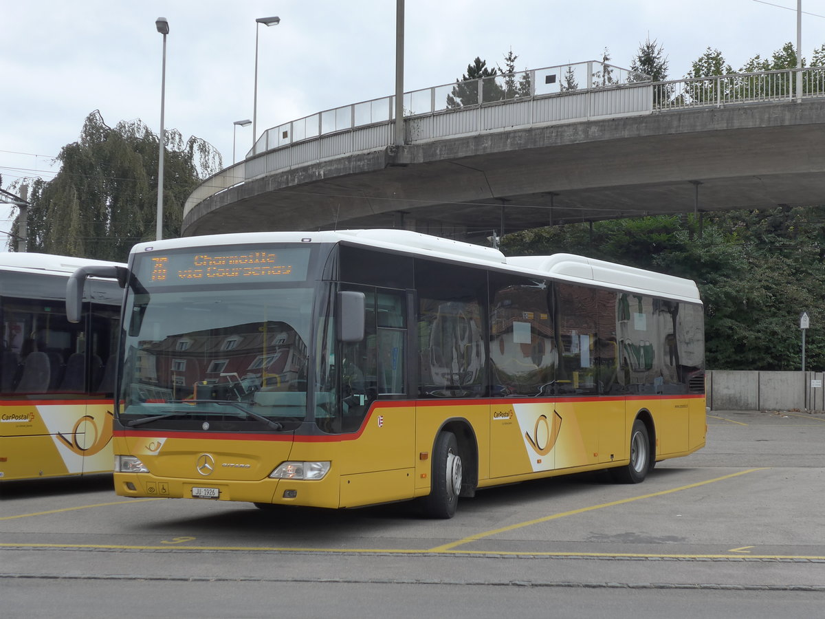 (175'455) - CarPostal Ouest - Nr. 58/JU 1926 - Mercedes (ex Stucki, Porrentruy Nr. 14) am 7. Oktober 2016 beim Bahnhof Porrentruy