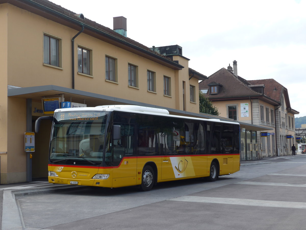 (175'491) - CarPostal Ouest - Nr. 14/JU 65'081 - Mercedes am 7. Oktober 2016 beim Bahnhof Delmont