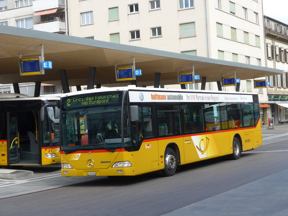 (175'502) - PostAuto Nordschweiz - BL 166'816 - Mercedes am 7. Oktober 2016 beim Bahnhof Delmont (Einsatz CarPostal)