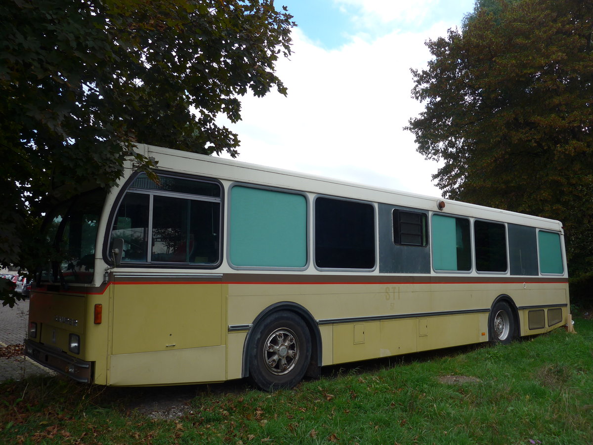 (175'512) - ??? - Saurer/R&J (ex STI Thun Nr. 57) am 7. Oktober 2016 in Delmont, Von Roll