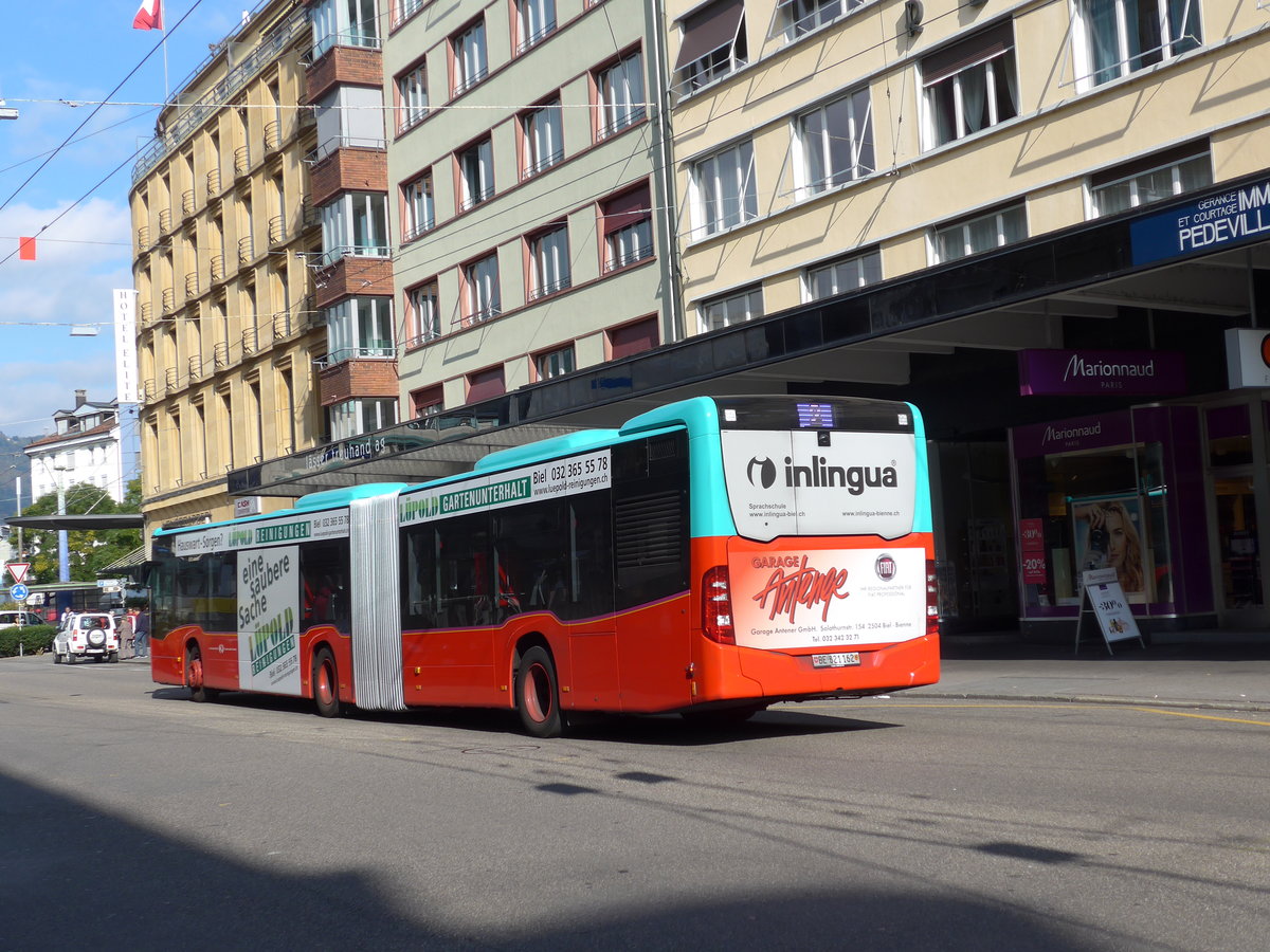 (175'542) - VB Biel - Nr. 162/BE 821'162 - Mercedes am 7. Oktober 2016 beim Bahnhof Biel