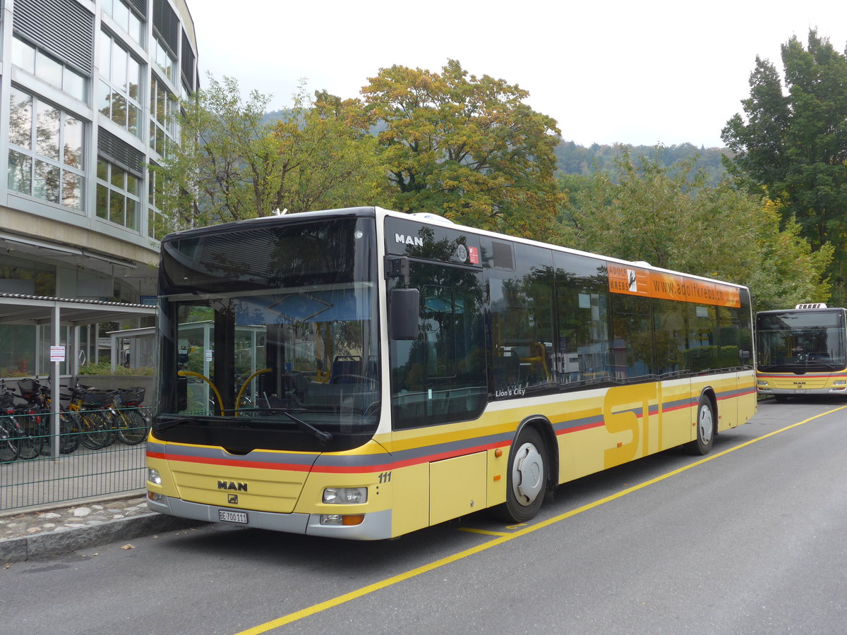 (175'589) - STI Thun - Nr. 111/BE 700'111 - MAN am 11. Oktober 2016 bei der Schifflndte Thun