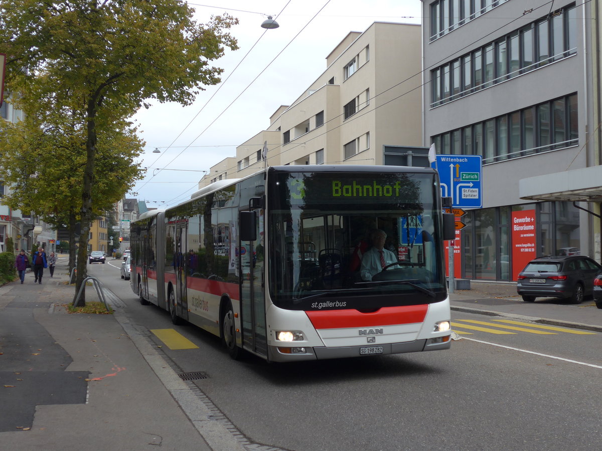 (175'601) - St. Gallerbus, St. Gallen - Nr. 282/SG 198'282 - MAN am 15. Oktober 2016 in St. Gallen, OLMA