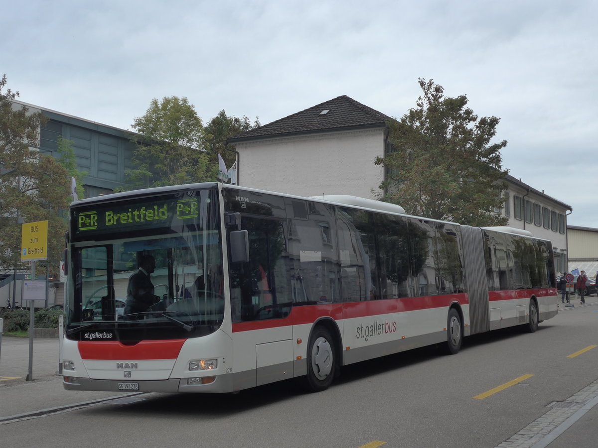 (175'603) - St. Gallerbus, St. Gallen - Nr. 278/SG 198'278 - MAN am 15. Oktober 2016 in St. Gallen, OLMA