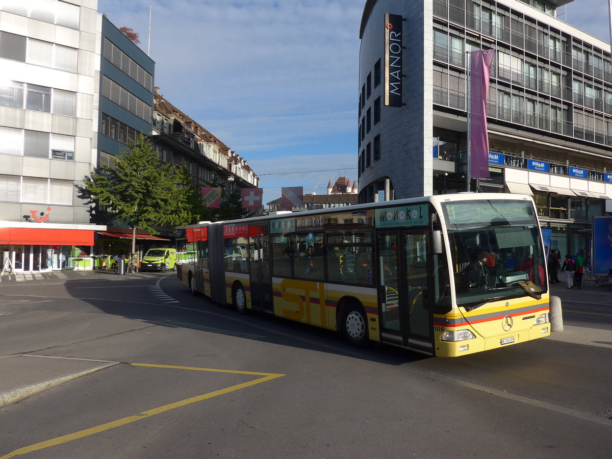 (176'219) - STI Thun - Nr. 109/BE 700'109 - Mercedes am 22. Oktober 2016 beim Bahnhof Thun