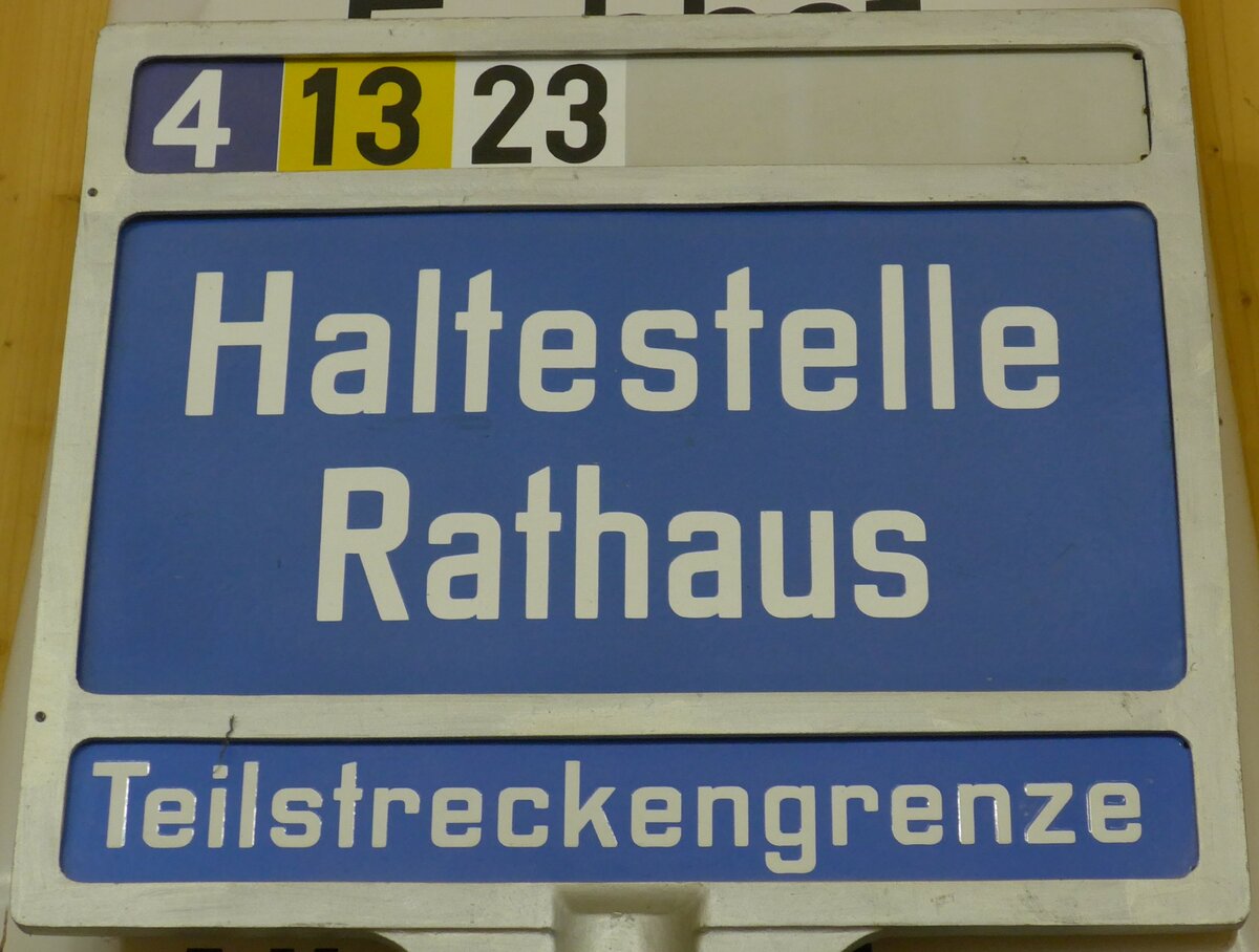 (176'308) - VBZ-Haltestellenschild - Zrich, Rathaus - am 23. Oktober 2016 in Ziegelbrcke, HNF-Museum