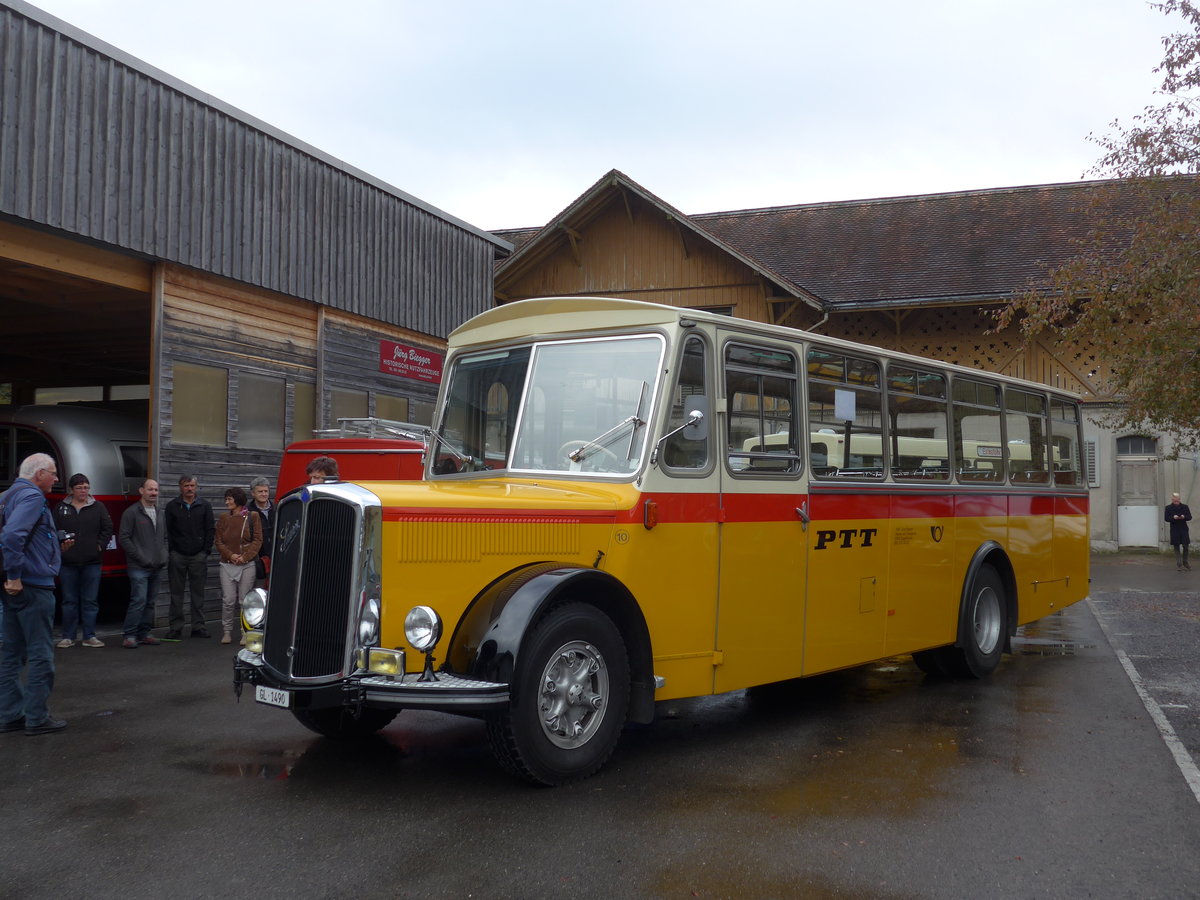 (176'315) - Biegger, Uster - Nr. 10/GL 1490 - Saurer/R&J (ex Sidler, Sempach) am 23. Oktober 2016 in Ziegelbrcke, Museum