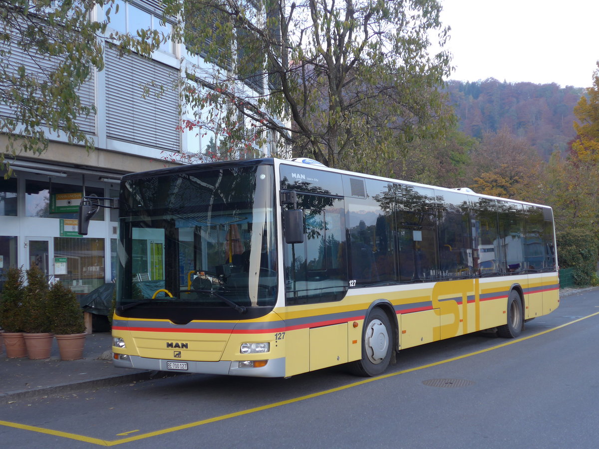 (176'434) - STI Thun - Nr. 127/BE 700'127 - MAN am 30. Oktober 2016 bei der Schifflndte Thun