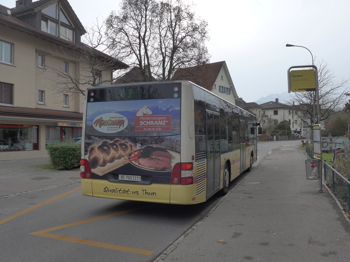 (176'587) - STI Thun - Nr. 111/BE 700'111 - MAN am 9. November 2016 in Thun, Eigerplatz