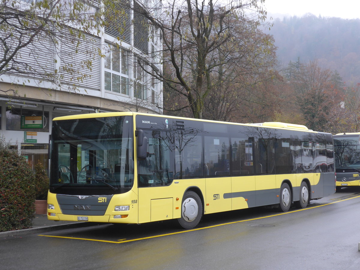 (176'701) - STI Thun - Nr. 158/BE 752'158 - MAN am 14. November 2016 bei der Schifflndte Thun