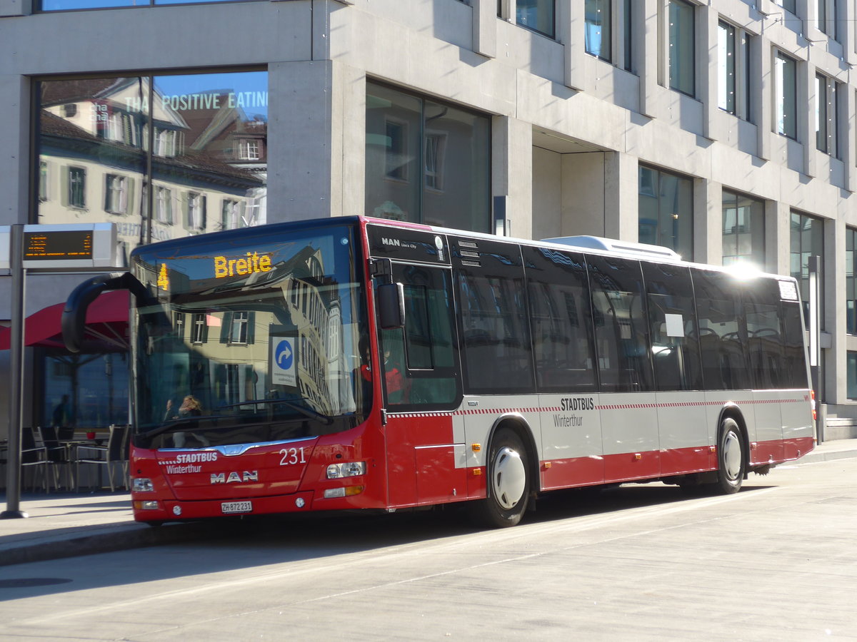 (176'777) - SW Winterthur - Nr. 231/ZH 872'231 - MAN am 28. November 2016 beim Hauptbahnhof Winterthur