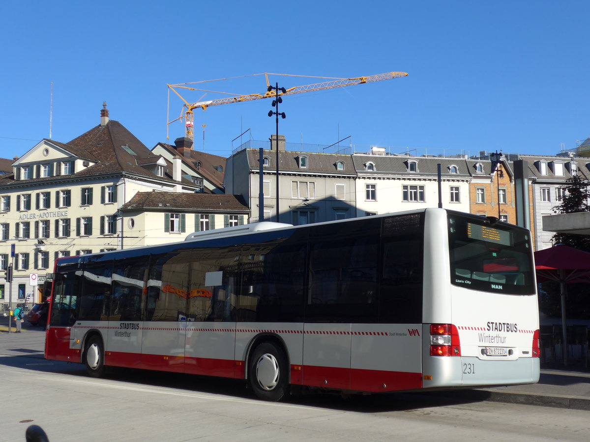 (176'778) - SW Winterthur - Nr. 231/ZH 872'231 - MAN am 28. November 2016 beim Hauptbahnhof Winterthur