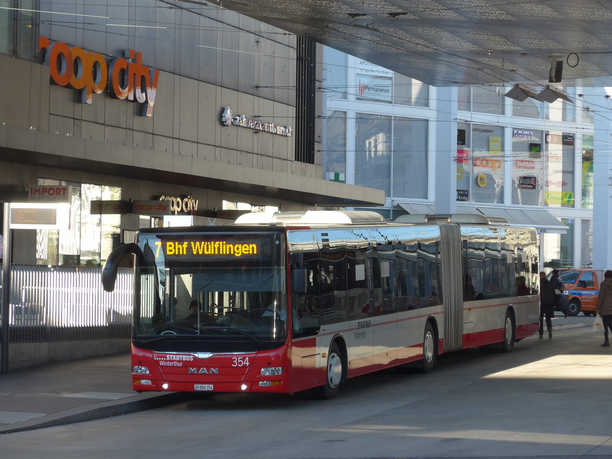 (176'781) - SW Winterthur - Nr. 354/ZH 886'354 - MAN am 28. November 2016 beim Hauptbahnhof Winterthur