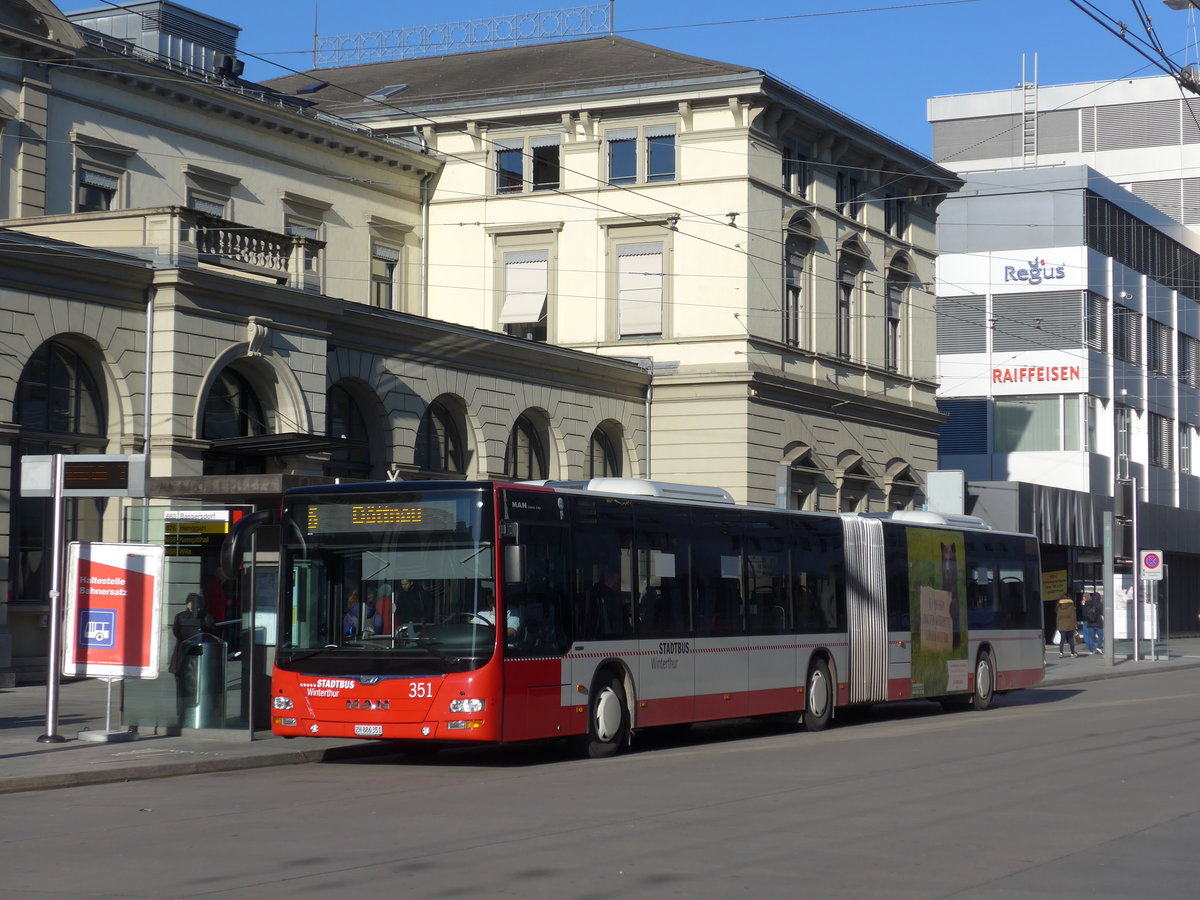 (176'789) - SW Winterthur - Nr. 351/ZH 886'351 - MAN am 28. November 2016 beim Hauptbahnhof Winterthur