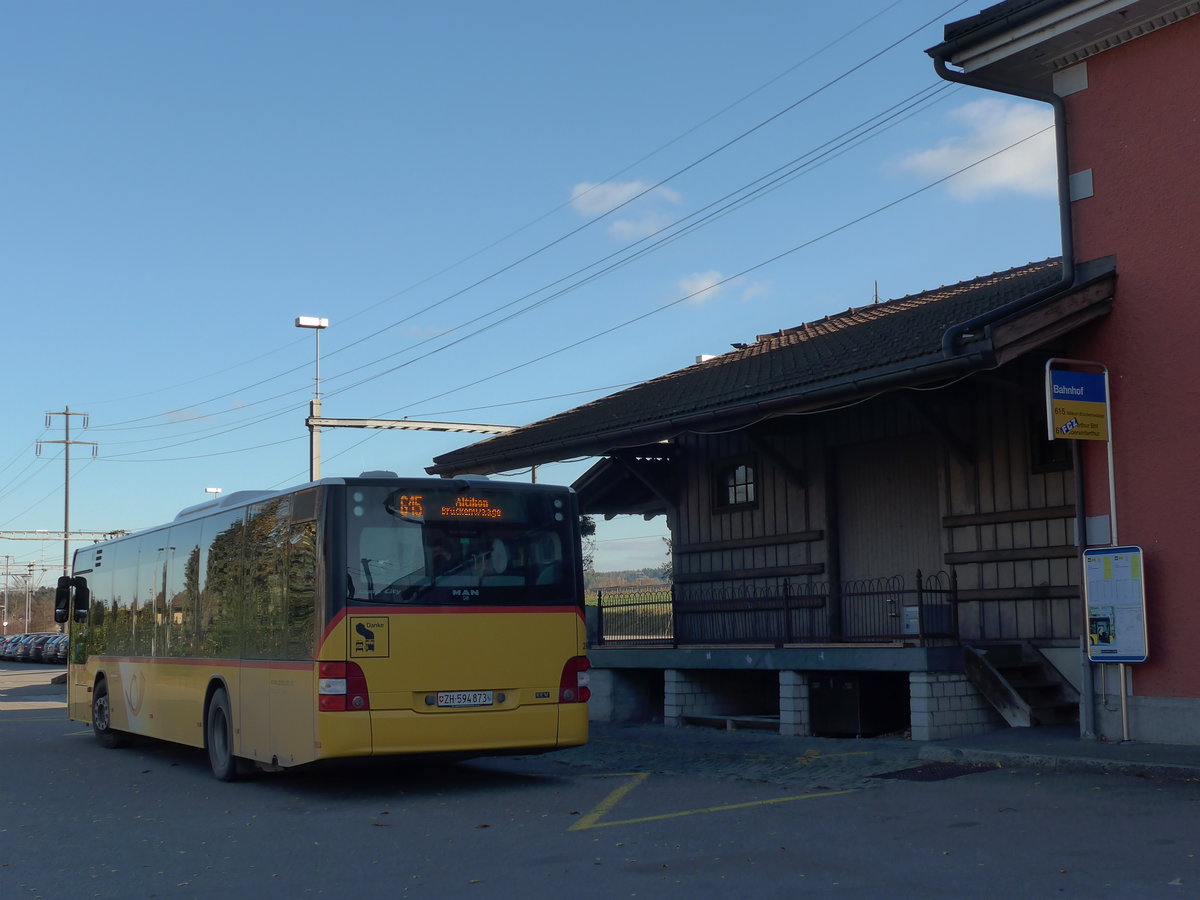 (176'798) - Moser, Flaach - Nr. 288/ZH 594'873 - MAN am 28. November 2016 beim Bahnhof Rickenbach-Attikon