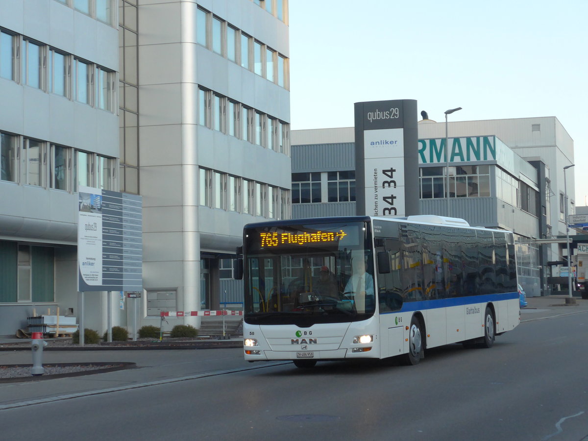 (176'984) - ATE Bus, Effretikon - Nr. 58/ZH 486'958 - MAN am 6. Dezember 2016 in Kloten, Oberfeld