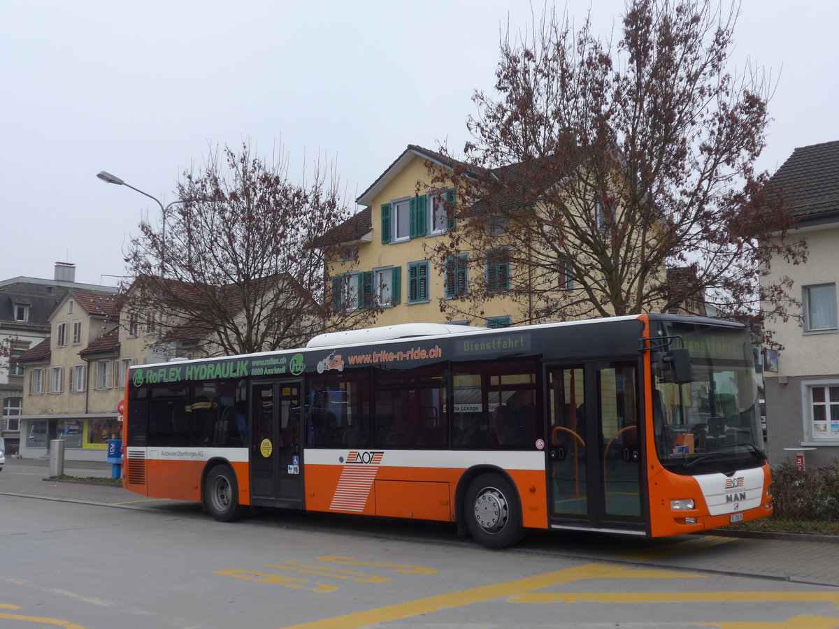 (177'012) - AOT Amriswil - Nr. 9/TG 70'015 - MAN am 7. Dezember 2016 beim Bahnhof Amriswil