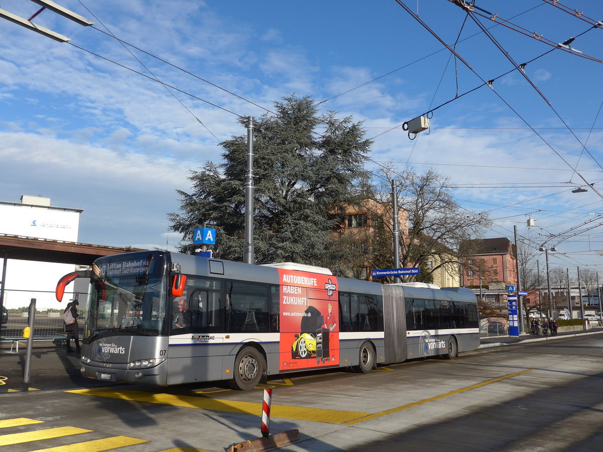 (177'150) - AAGR Rothenburg - Nr. 7/LU 212'796 - Solaris am 11. Dezember 2016 beim Bahnhof Emmenbrcke Sd