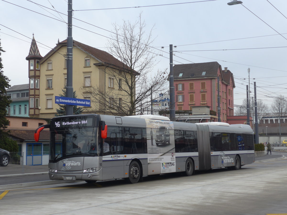 (177'184) - AAGR Rothenburg - Nr. 10/LU 160'096 - Solaris am 11. Dezember 2016 beim Bahnhof Emmenbrcke Sd