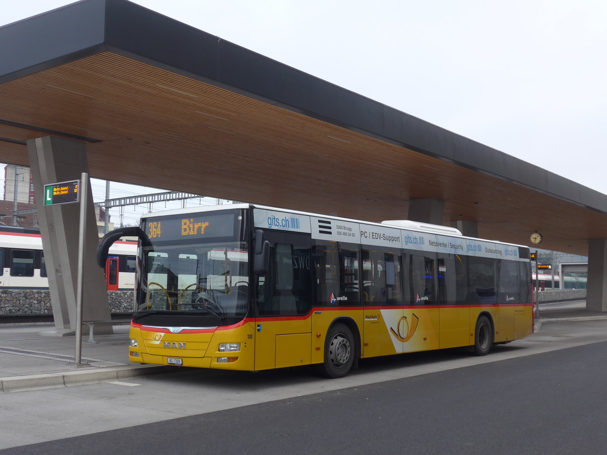 (177'291) - Voegtlin-Meyer, Brugg - Nr. 130/AG 7309 - MAN am 24. Dezember 2016 beim Bahnhof Brugg