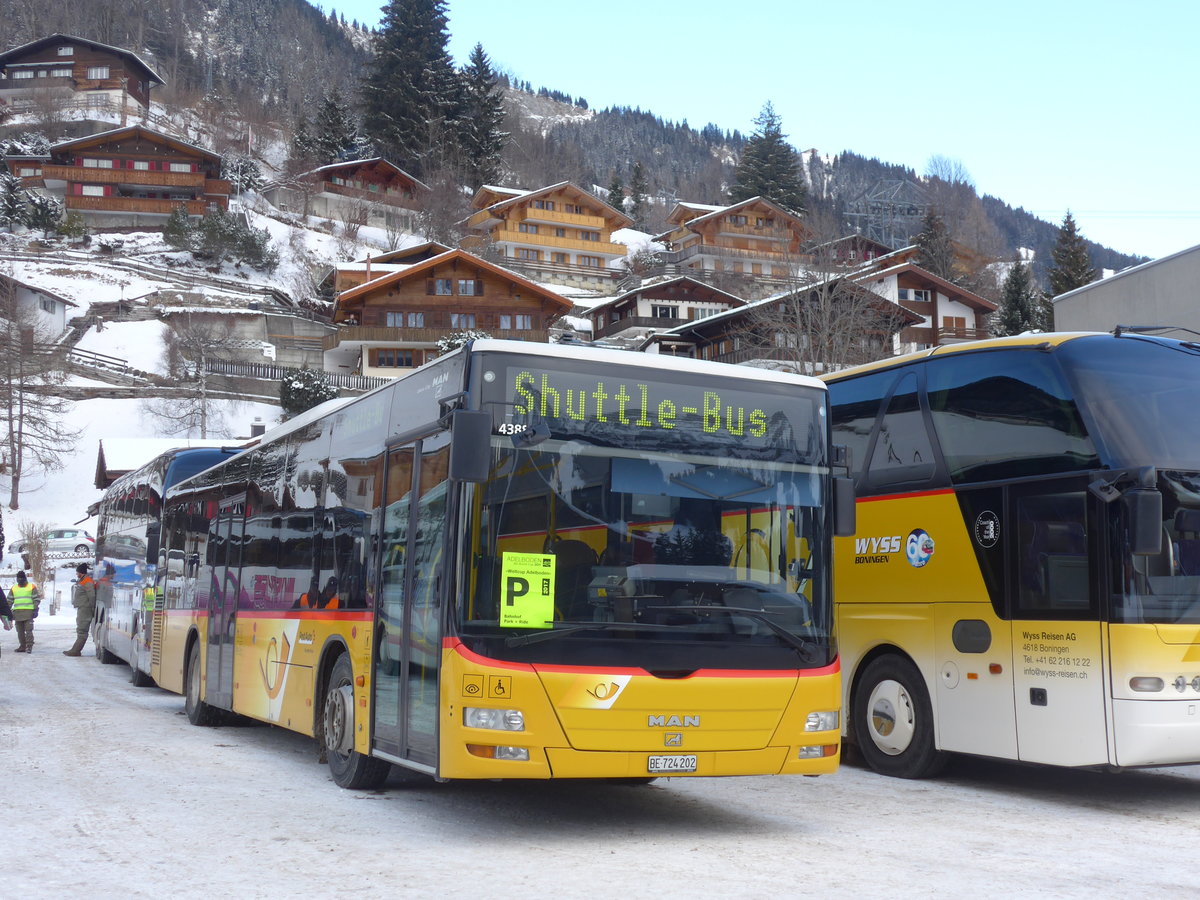 (177'789) - PostAuto Bern - Nr. 202/BE 724'202 - MAN (ex RBS Worblaufen Nr. 202) am 7. Januar 2017 in Adelboden, Mineralquelle