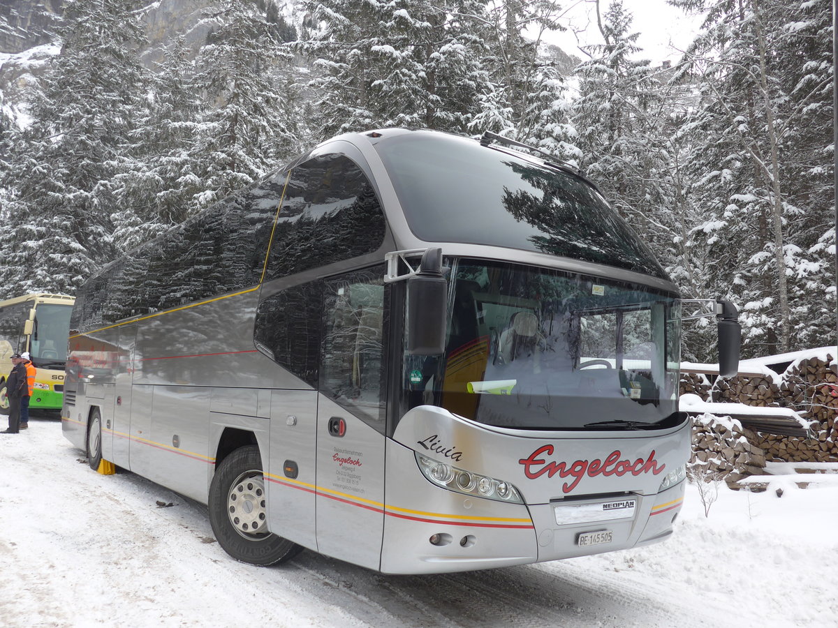 (177'813) - Engeloch, Riggisberg - BE 145'505 - Neoplan am 7. Januar 2017 in Adelboden, Unter dem Birg