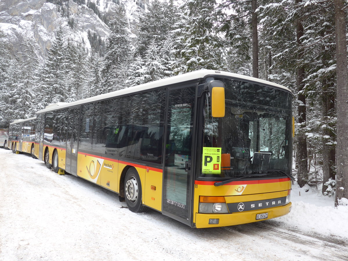 (177'816) - AVA Aarberg - Nr. 11/BE 350'471 - Setra (ex Nr. 7) am 7. Januar 2017 in Adelboden, Unter dem Birg