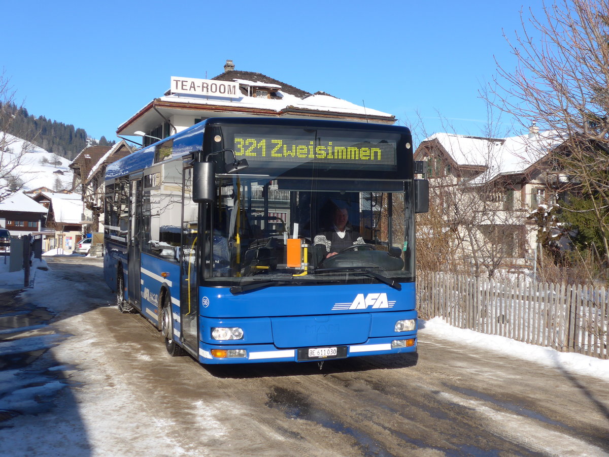 (178'140) - AFA Adelboden - Nr. 56/BE 611'030 - MAN/Gppel am 22. Januar 2017 beim Bahnhof Zweisimmen