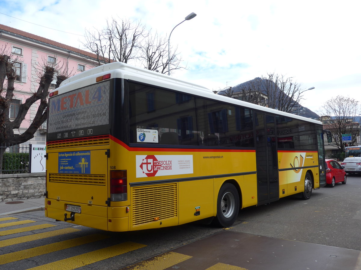 (178'277) - AutoPostale Ticino - Nr. 508/TI 215'202 - Setra (ex P 25'699) am 7. Februar 2017 in Lugano, Centro