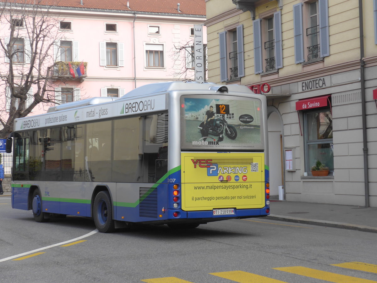 (178'326) - TPL Lugano - Nr. 207/TI 218'939 - Scania/Hess am 7. Februar 2017 in Lugano, Centro