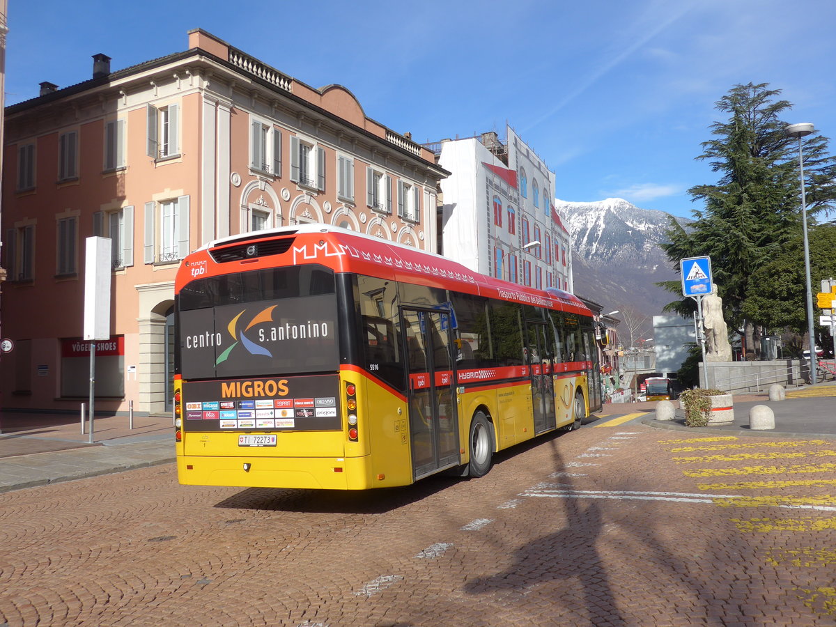 (178'364) - Chiesa, Riazzino - Nr. CB1/TI 72'273 - Volvo (ex AutoPostale Ticino) am 7. Februar 2017 beim Bahnhof Bellinzona