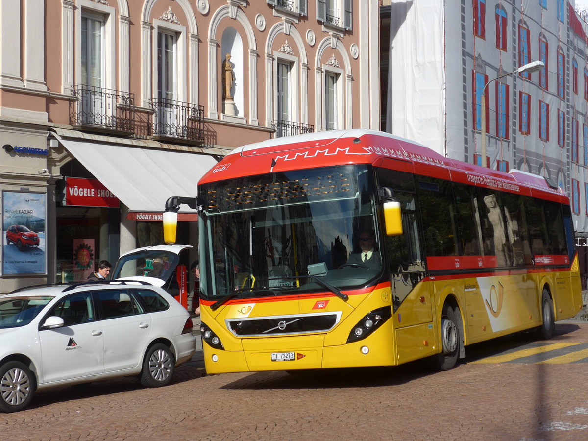 (178'367) - Chiesa, Riazzino - Nr. CB1/TI 72'273 - Volvo (ex AutoPostale Ticino) am 7. Februar 2017 beim Bahnhof Bellinzona