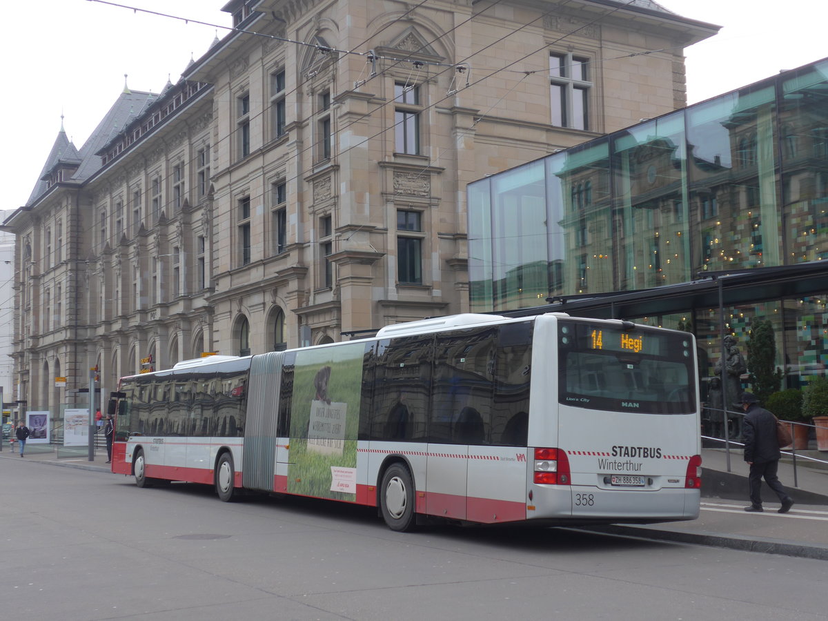 (178'439) - SW Winterthur - Nr. 358/ZH 886'358 - MAN am 10. Februar 2017 beim Hauptbahnhof Zrich