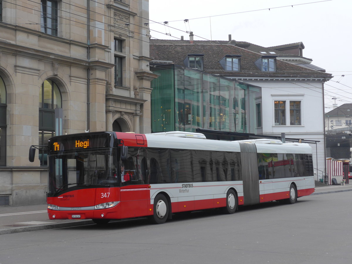 (178'446) - SW Winterthur - Nr. 347/ZH 766'347 - Solaris am 10. Februar 2017 beim Hauptbahnhof Winterthur