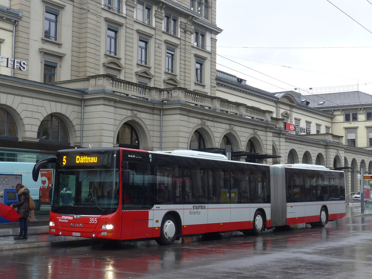 (178'530) - SW Wintethur - Nr. 355/ZH 886'355 - MAN am 17. Februar 2017 beim Hauptbahnhof Winterthur