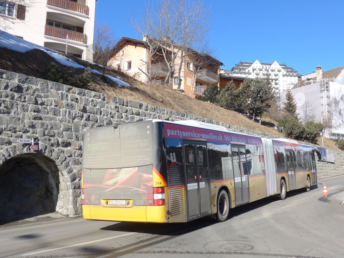 (178'649) - PostAuto Zrich - Nr. 314/ZH 780'683 - MAN am 18. Februar 2017 beim Bahnhof St. Moritz