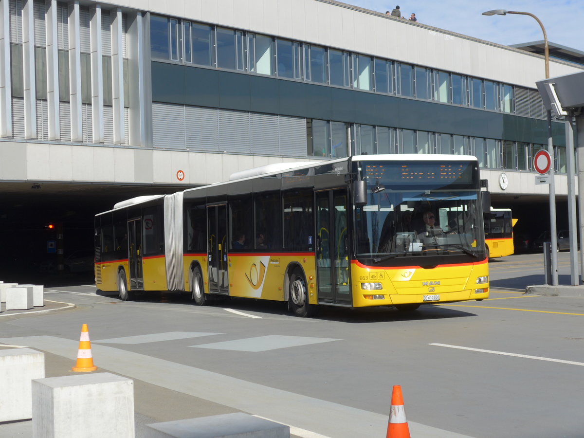 (178'717) - PostAuto Bern - Nr. 663/BE 610'550 - MAN am 20. Februar 2017 in Bern, Postautostation