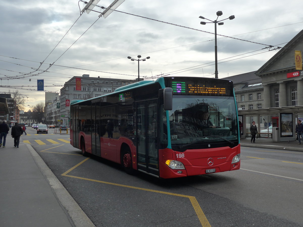 (178'771) - VB Biel - Nr. 198/BE 821'198 - Mercedes am 4. Mrz 2017 beim Bahnhof Biel