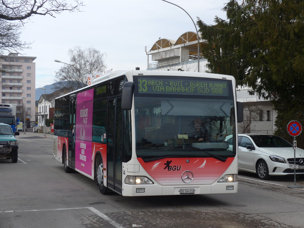 (178'785) - BGU Grenchen - Nr. 14/SO 104'010 - Mercedes am 4. Mrz 2017 beim Bahnhof Grenchen Sd