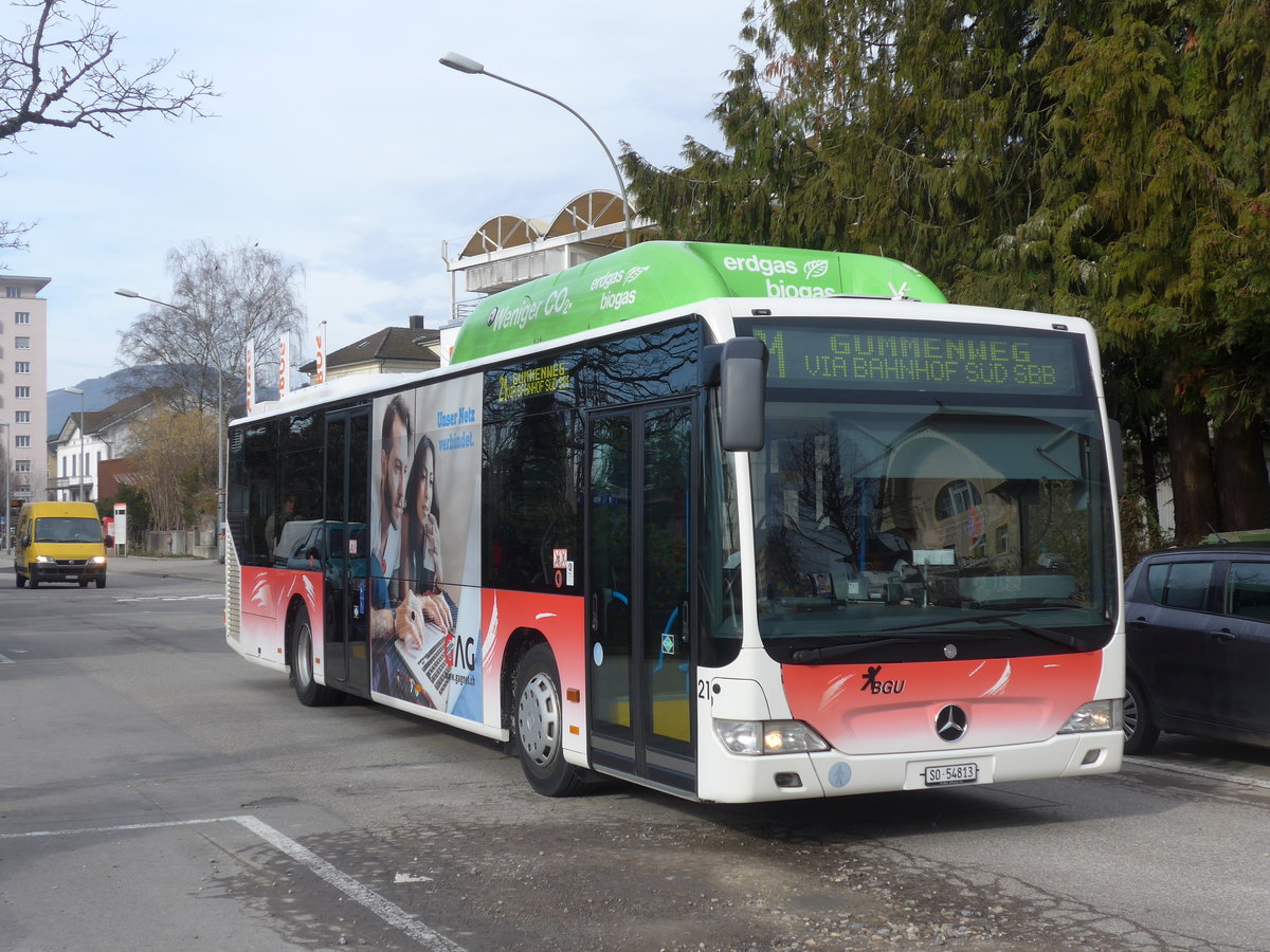 (178'787) - BGU Grenchen - Nr. 21/SO 54'813 - Mercedes am 4. Mrz 2017 beim Bahnhof Grenchen Sd