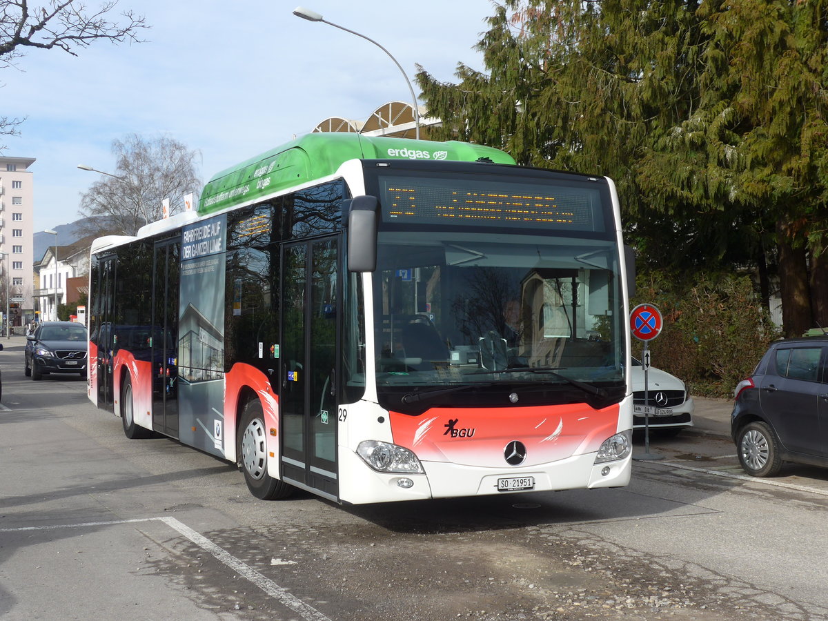 (178'790) - BGU Grenchen - Nr. 29/BE 21'951 - Mercedes am 4. Mrz 2017 beim Bahnhof Grenchen Sd