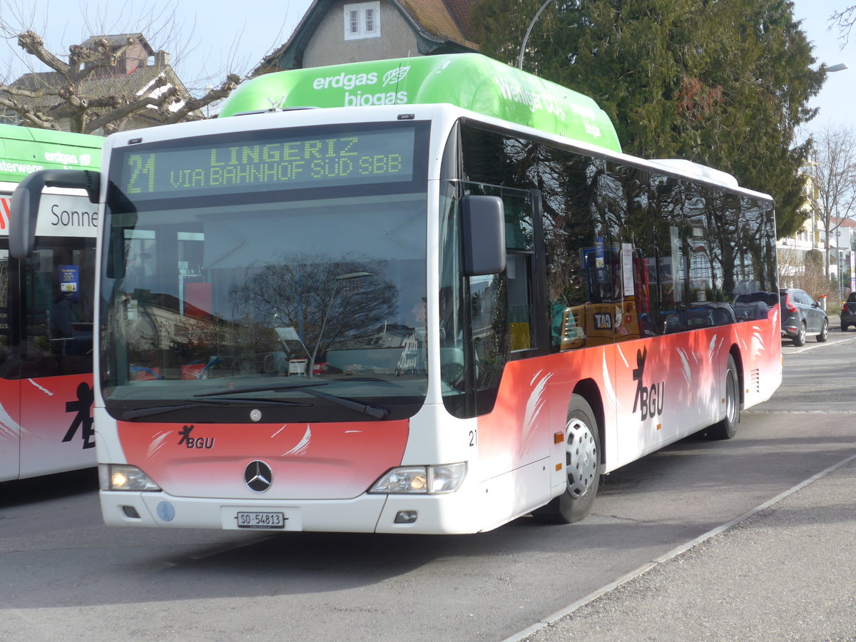 (178'793) - BGU Grenchen - Nr. 21/SO 54'813 - Mercedes am 4. Mrz 2017 beim Bahnhof Grenchen Sd