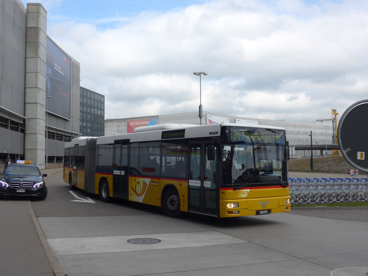 (179'087) - PostAuto Zrich - Nr. 144/ZH 780'686 - MAN (ex Nr. 21; ex P 26'016) am 20. Mrz 2017 in Zrich, Flughafen