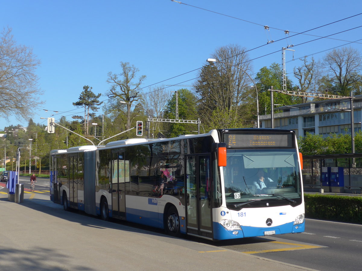 (179'379) - VBL Luzern - Nr. 181/LU 241'062 - Mercedes am 10. April 2017 in Luzern, Verkehrshaus