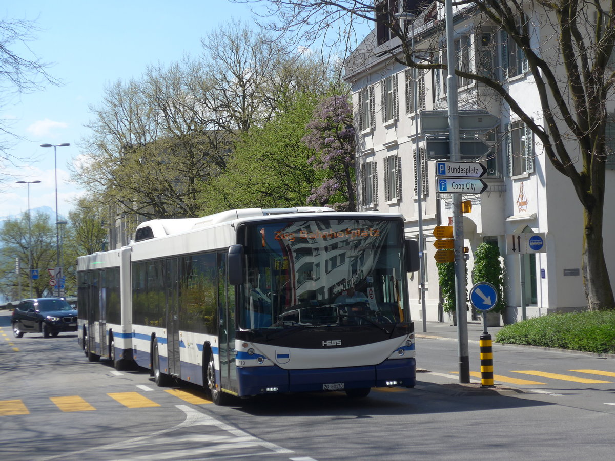 (179'497) - ZVB Zug - Nr. 170/ZG 88'170 - Hess am 10. April 2017 beim Bahnhof Zug